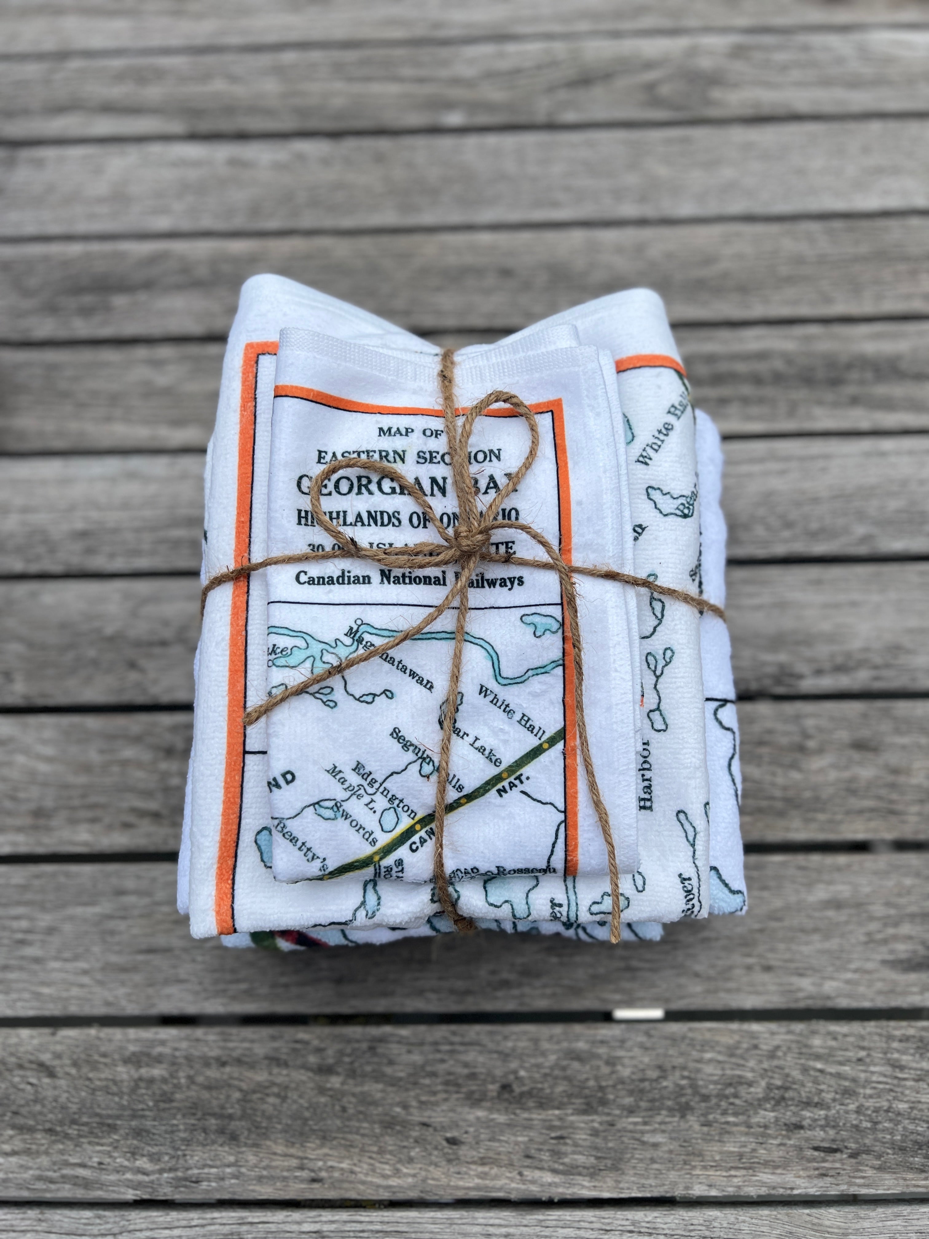 Georgian Bay Map Towel Trio