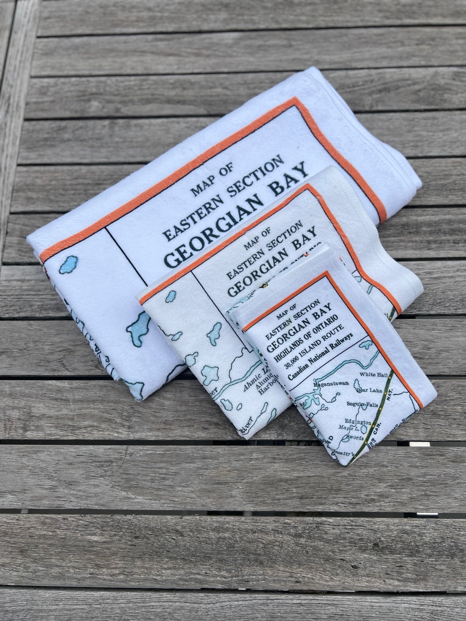 Georgian Bay Map Towel Trio
