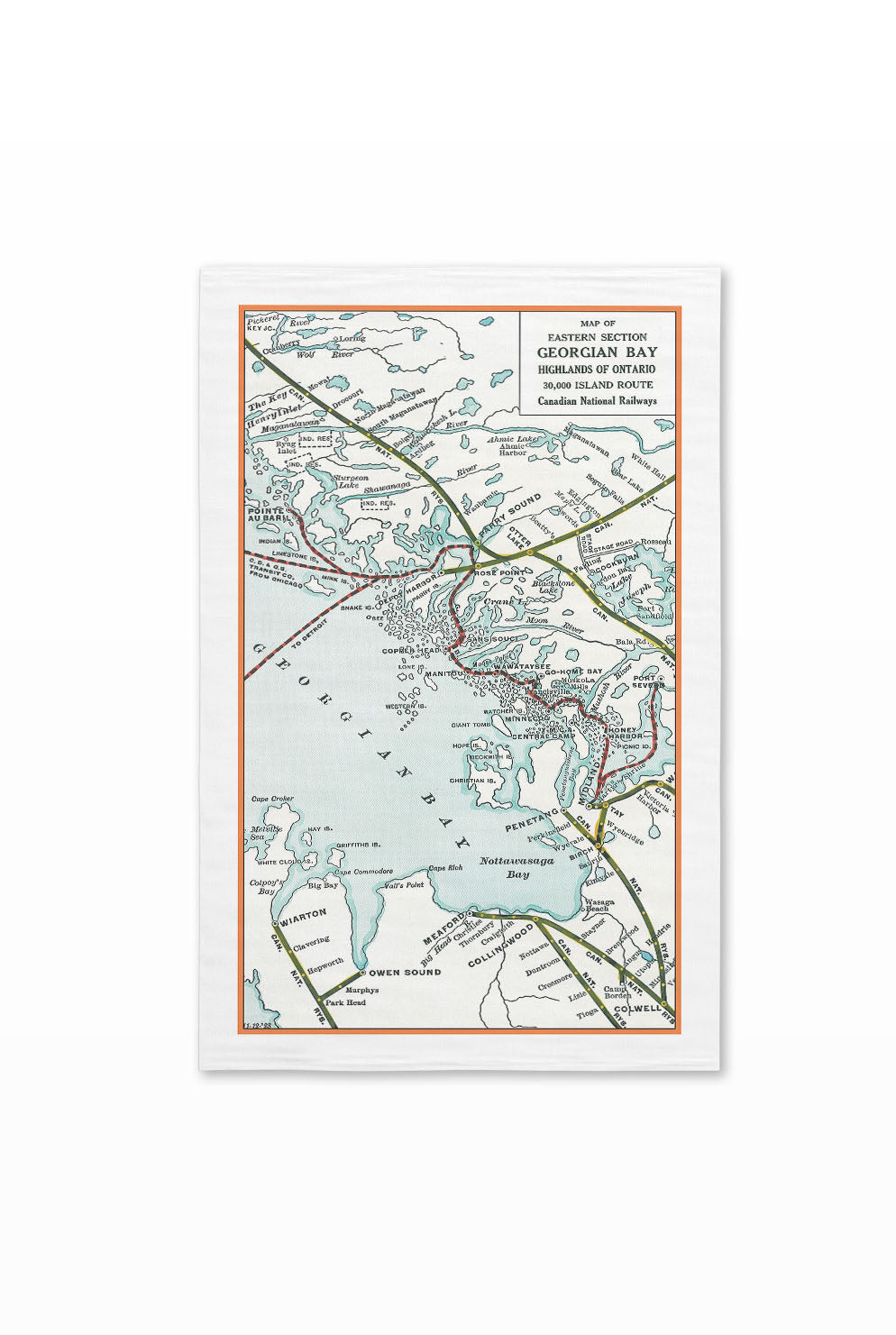 Georgian Bay Map Hand Towel