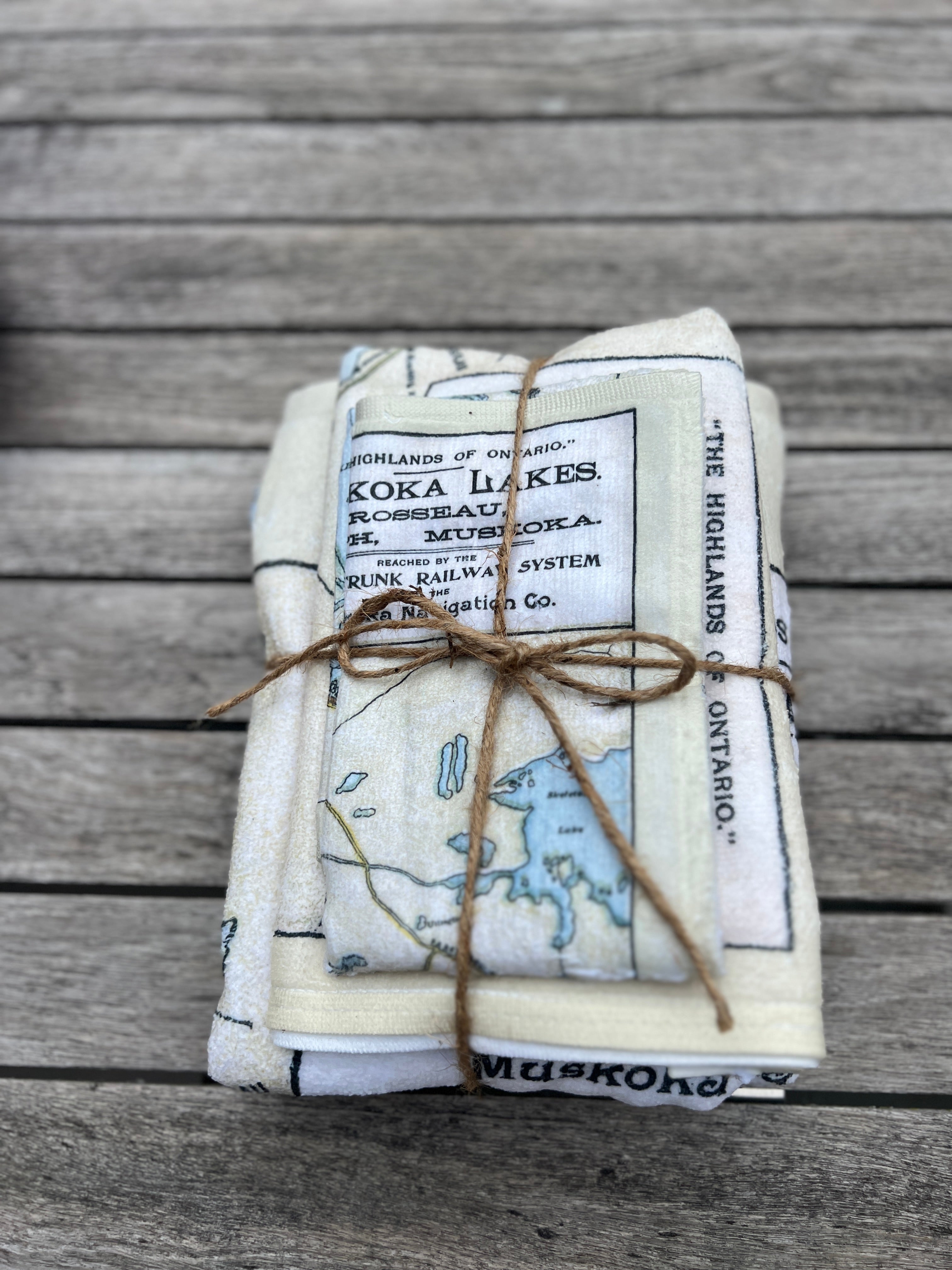 Muskoka Lakes Map Towel Trio