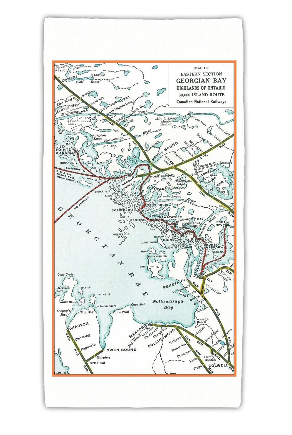 Georgian Bay Map Towel Trio