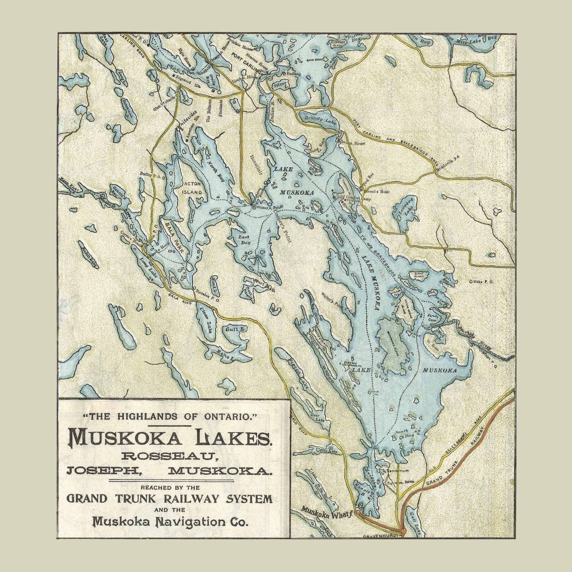 Lake Muskoka Map Dinner Napkin - set of 4