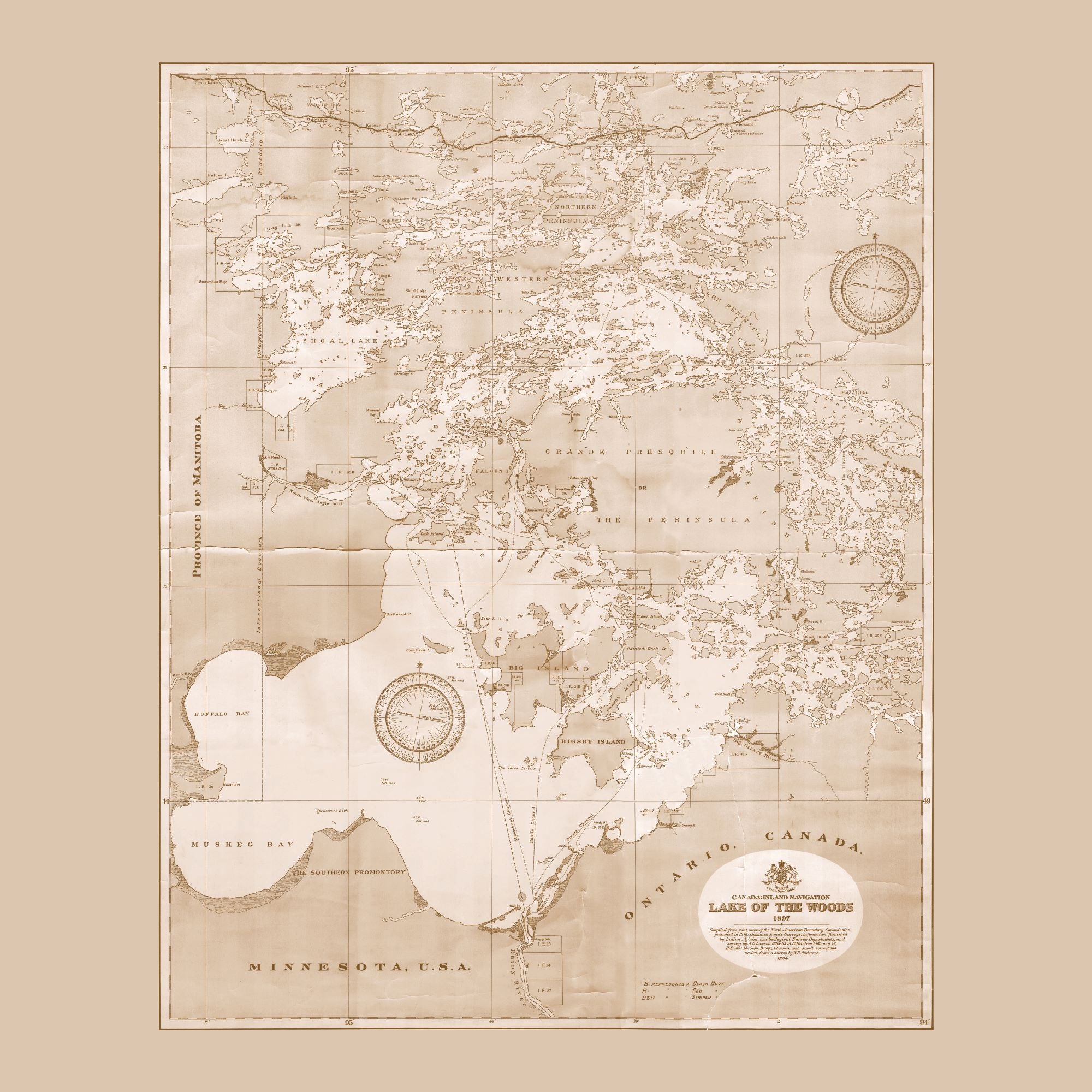 Lake of the Woods Map Dinner Napkin - set of 4
