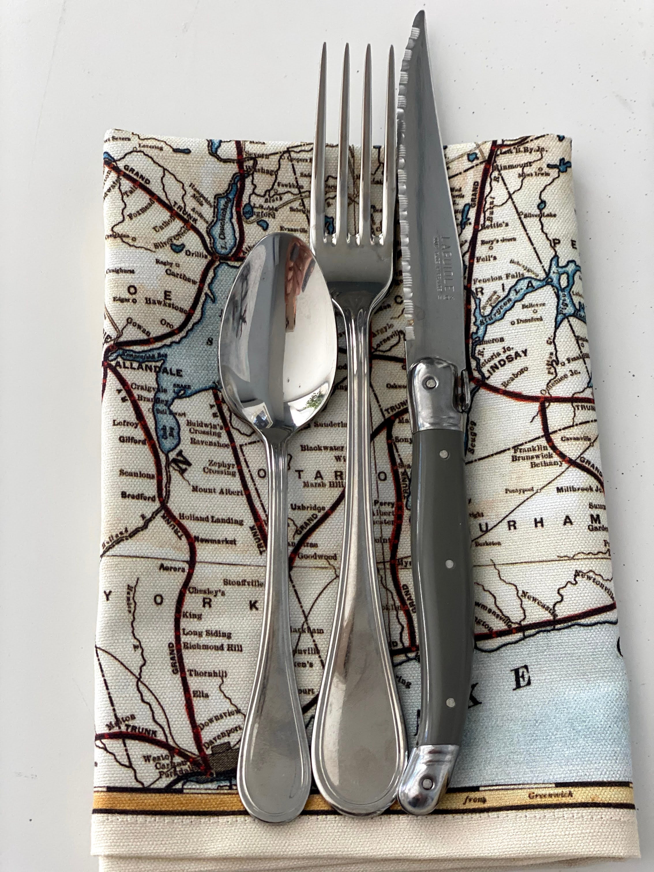 Ontario Lakes Map Dinner Napkin - set of 4