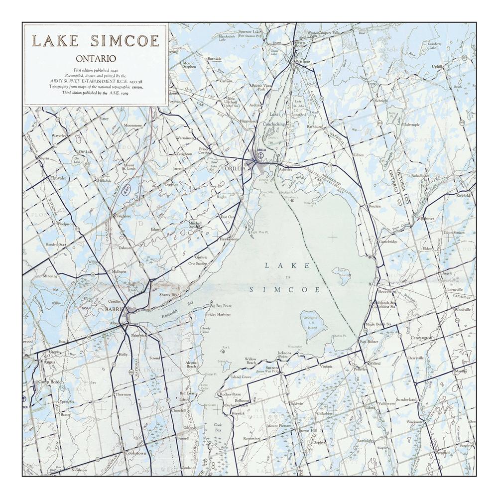 Lake Simcoe Map Notecards