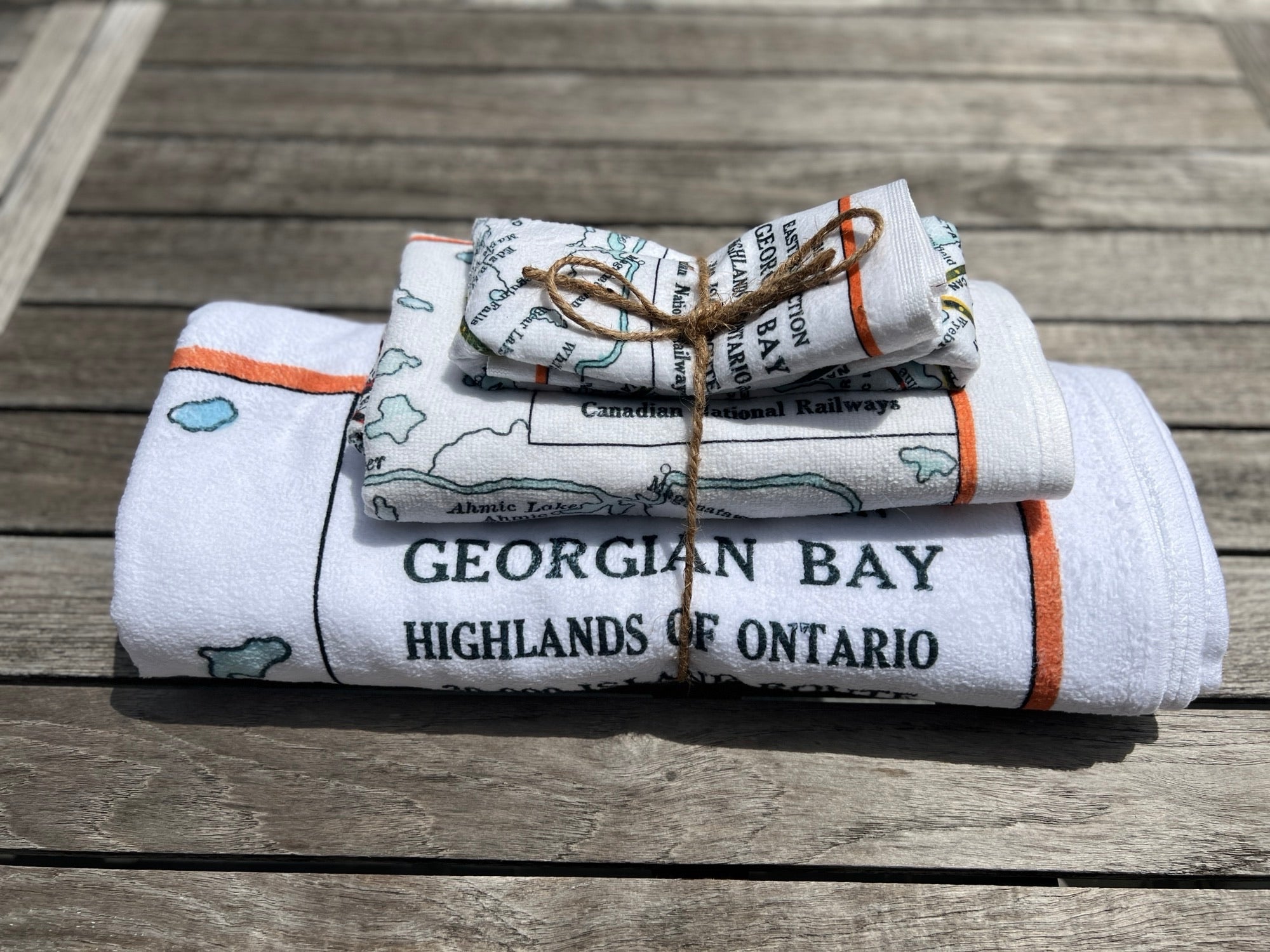 Georgian Bay Map Towel Trio