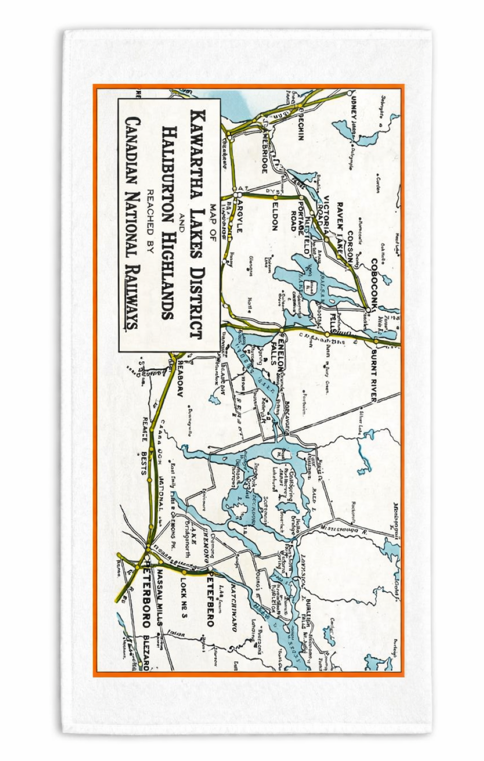 Kawartha Lakes Map Beach Towel