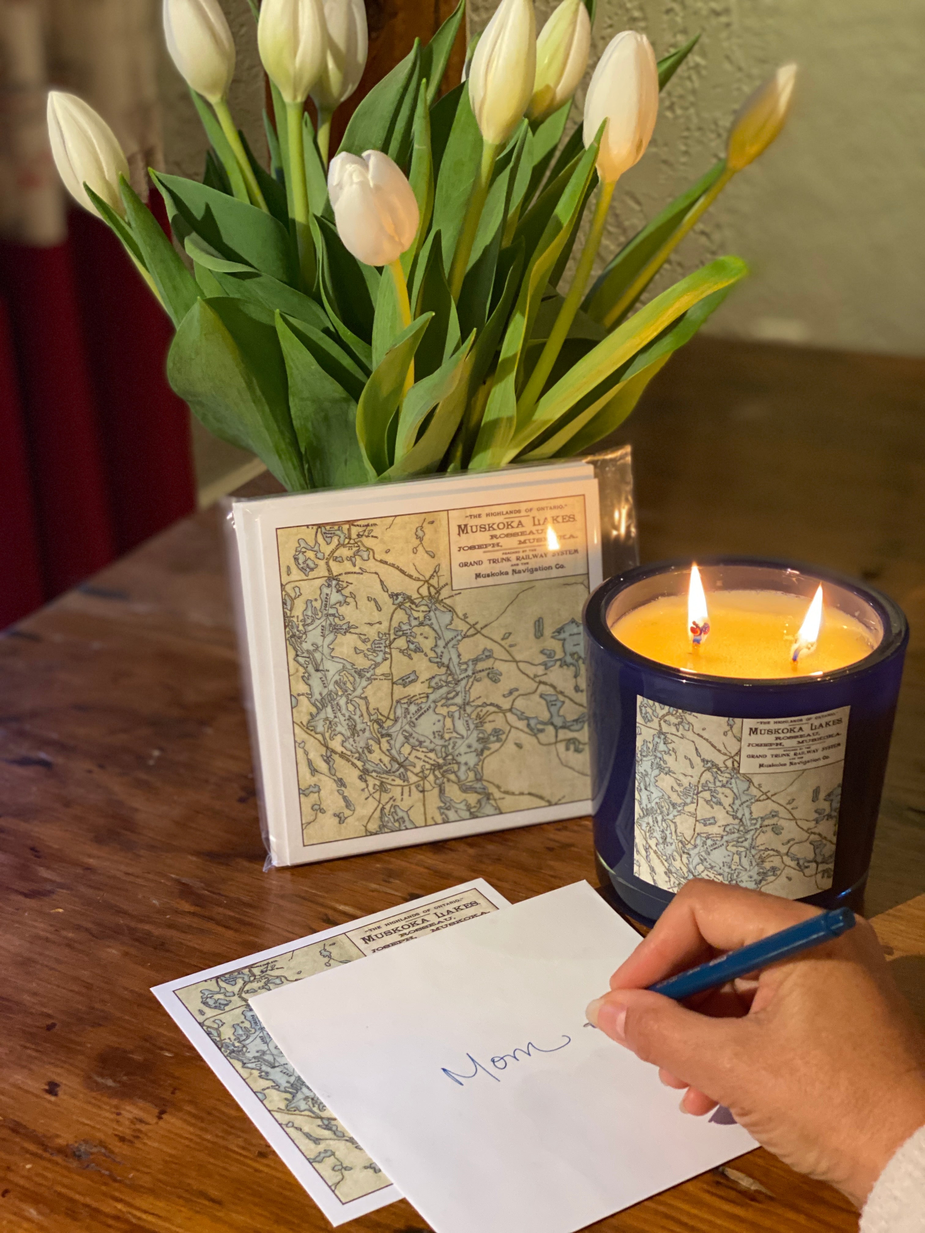 Map Notecards & Candle Gift Set in 7 map choices