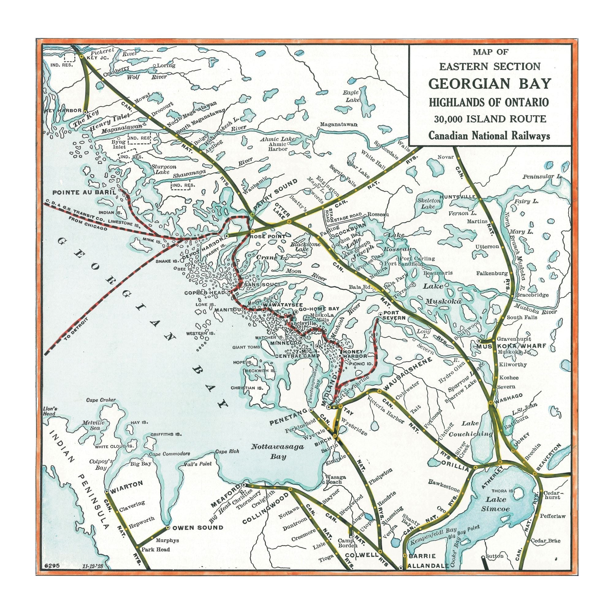Georgian Bay Map Dinner Napkin - set of 4