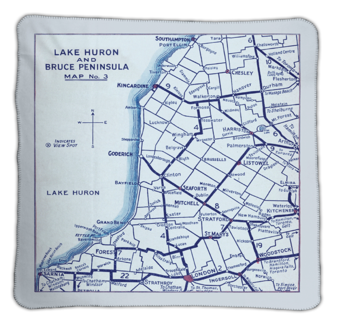 Lake Huron Map Blanket