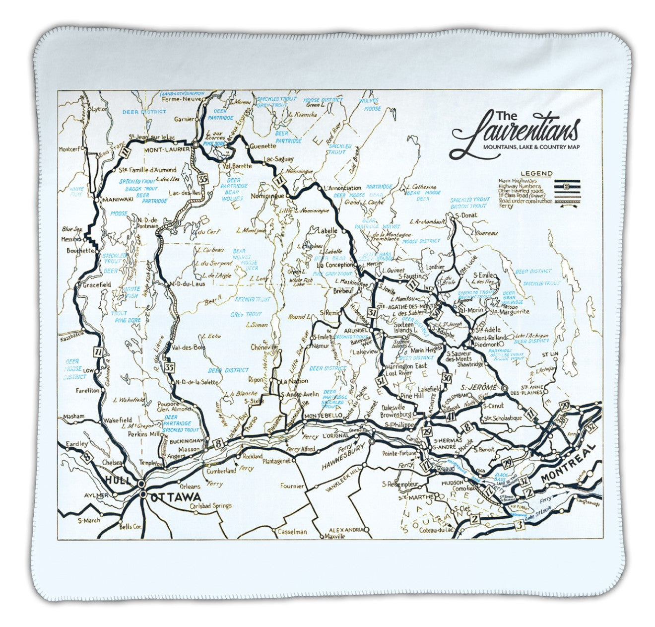 Laurentians Map Blanket