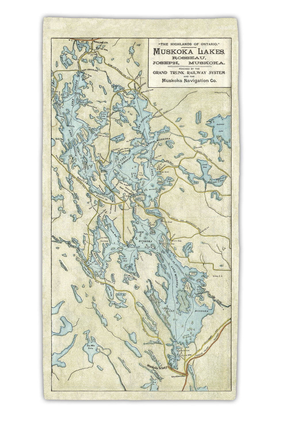 Muskoka Lakes Map Beach Towel