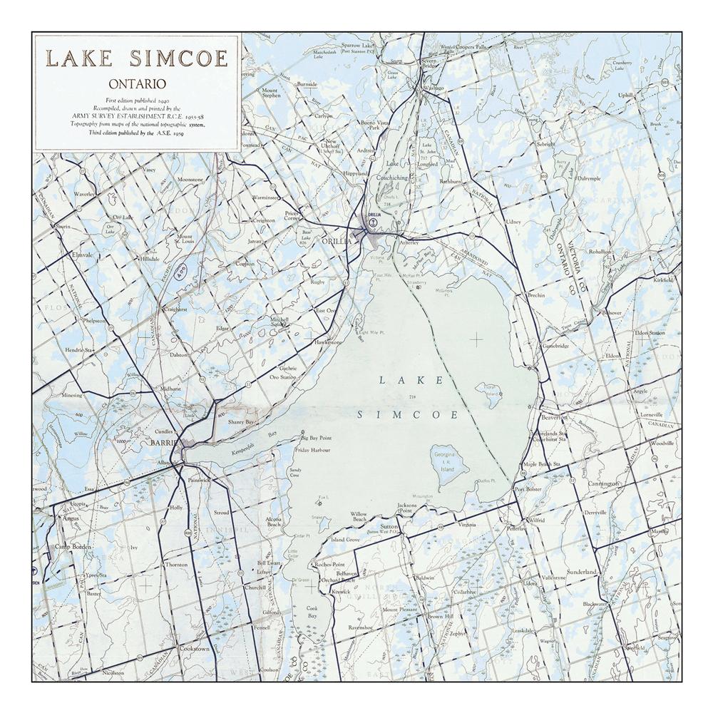 Lake Simcoe Map Notecards